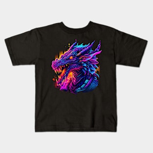 Unleashing our inner dragon with the most vibrant synthwave colors Kids T-Shirt